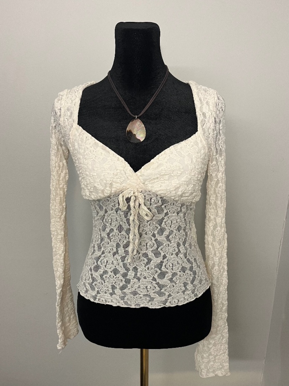 Kimchi Blue Cream & White Lacy Blouse